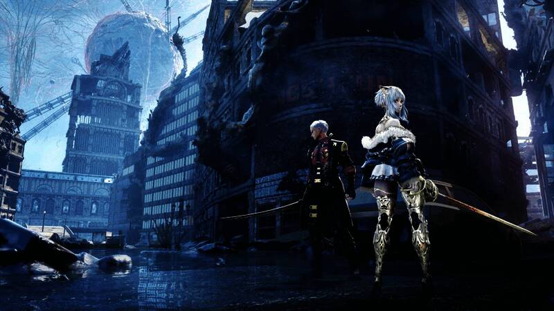 游戏场景截图，展现广阔开放世界的废墟都市风貌