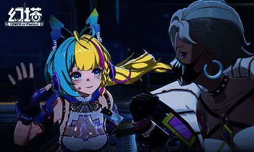 琳赛在店铺中整理货物，背景是充满未来感的矿区场景