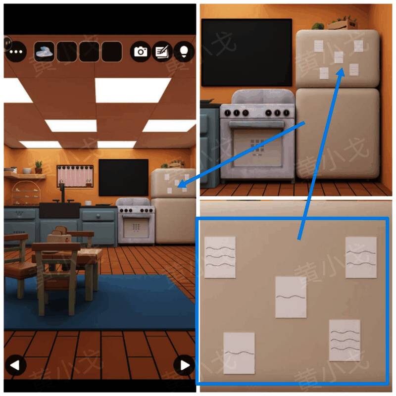 冰箱冷藏层柜门上的纸条内容展示，上面写着一组数字或图案