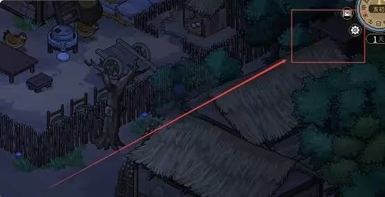 大侠立志传无名小村夜景，展示隐藏宝箱位置和密道入口