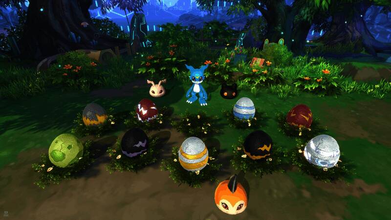 玩家在大地图上探索并收集数码蛋的界面展示