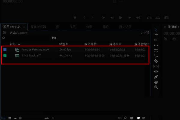Adobe Premiere Pro导入媒体对话框界面展示，已选中两段素材