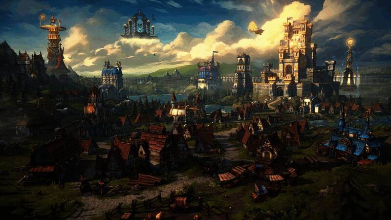 游戏宣传图展示魔法门之英雄无敌系列标志性元素，包括龙骑士与神秘符文