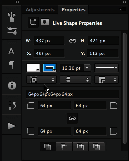 形状属性面板界面截图，展示多种图形参数设置选项