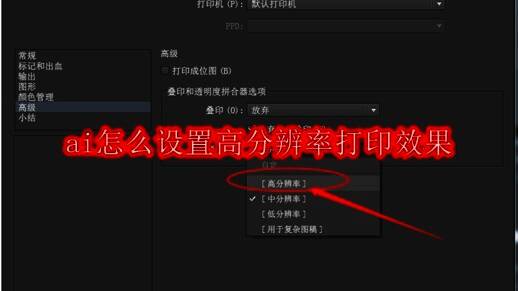 Adobe Illustrator软件界面展示打印预设选项