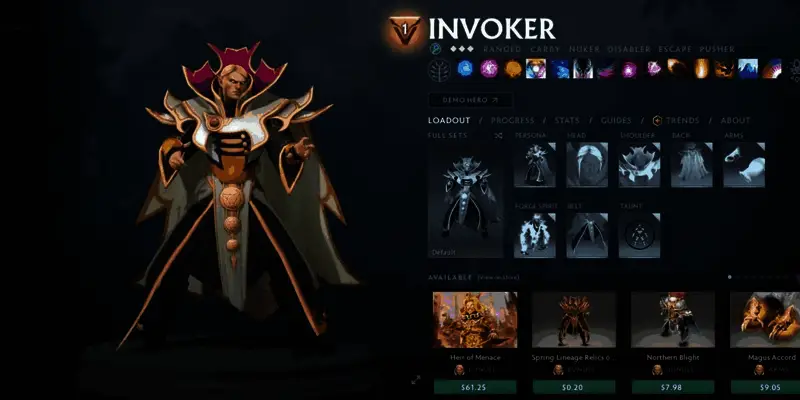 DOTA2中复杂的装备与技能搭配系统展示