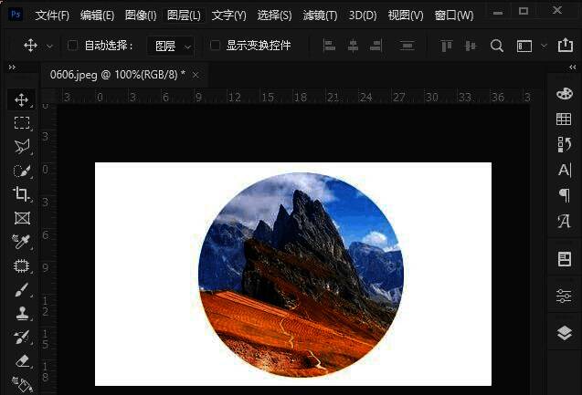 最终效果图展示圆形裁剪后的图片，背景为纯白色