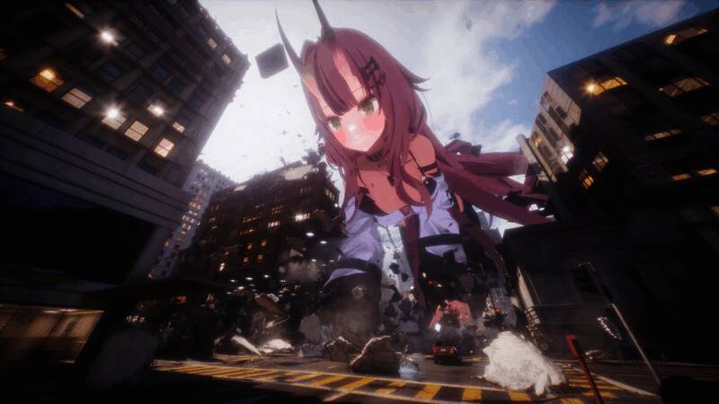 VR设备佩戴者沉浸式游玩画面，表情兴奋