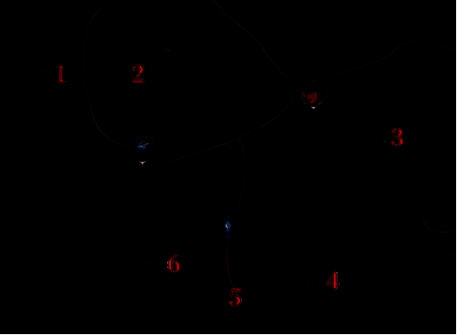 天都城地图全览图，标注多个宝箱标记点