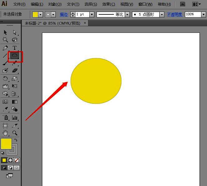 画布中出现一个标准圆形图案，边缘清晰，便于后续变形处理
