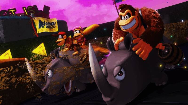 咚奇刚系列最新作游戏画面展示，角色在丛林中跳跃躲避障碍