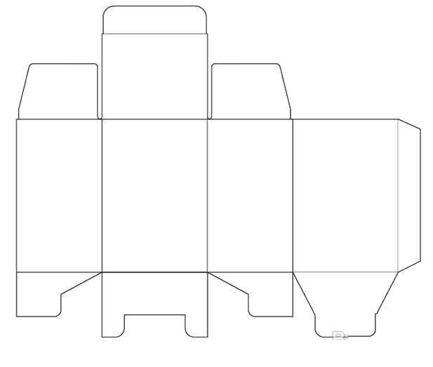 完整展开的包装盒结构示意图