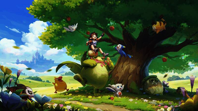 游戏界面截图，展示角色与精灵互动场景