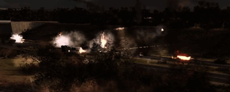 游戏中现代战争场景，装甲车辆与火炮部队在战场上对峙