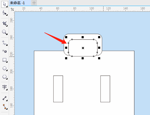 缩小后的圆角矩形叠加在原图上的效果预览