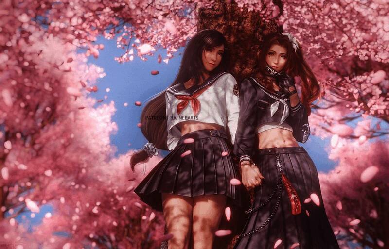 伊芙与蒂法不同角度对比图，展现3D建模细腻程度