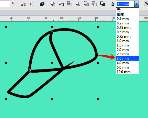 调整轮廓宽度的界面操作