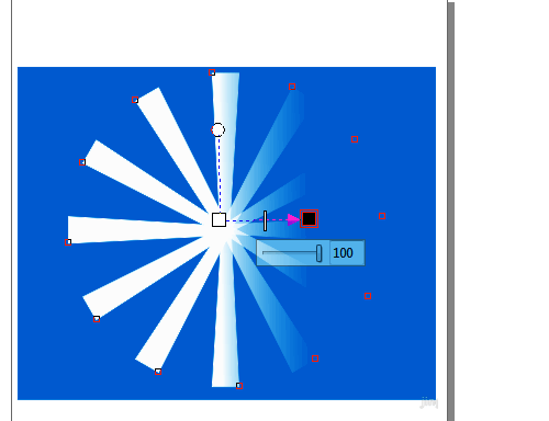 椭圆形渐变工具在画布上拖动形成的渐变轨迹