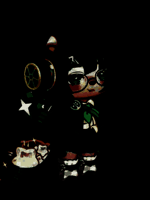 角色佩戴糖果色耳机，整体风格甜美活泼，背景充满粉色泡泡特效