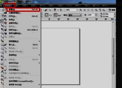 CorelDraw 2020新建空白页面的操作界面截图