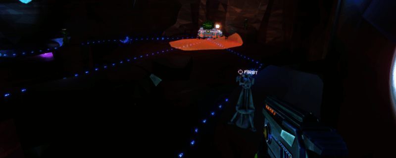 《Autothysis》游戏画面展示，第一人称视角下的塔防战斗场景，画面风格暗黑且充满紧张氛围