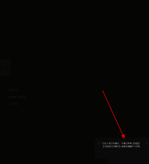 免打扰模式界面展示，仅显示代码编辑区域，界面极简