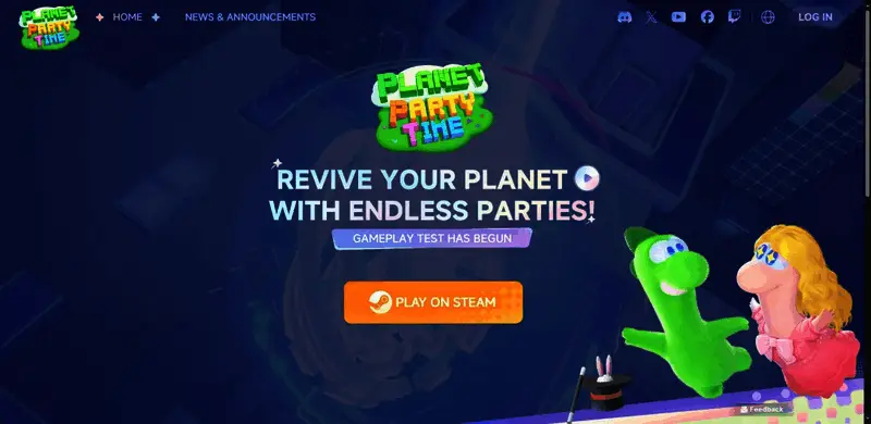 游戏官网截图，展示首页布局与部分角色形象预览