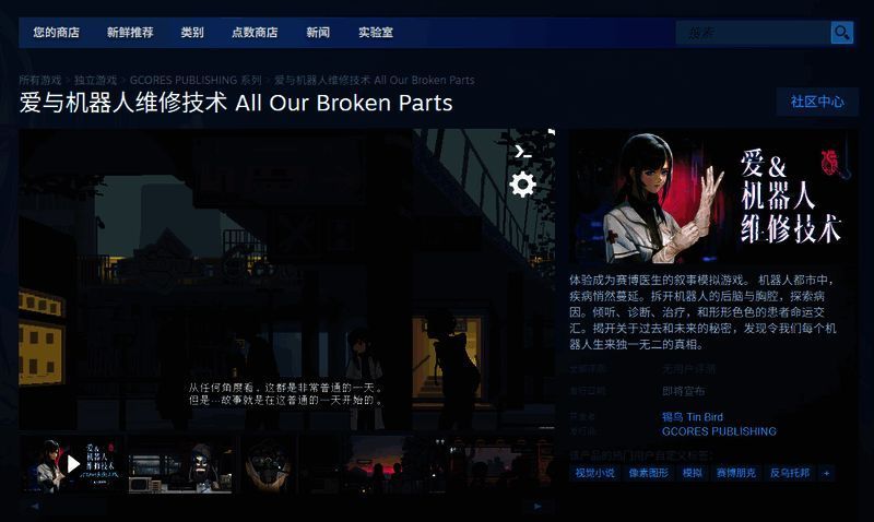 Steam商店页面截图显示游戏封面与购买按钮，界面简洁专业