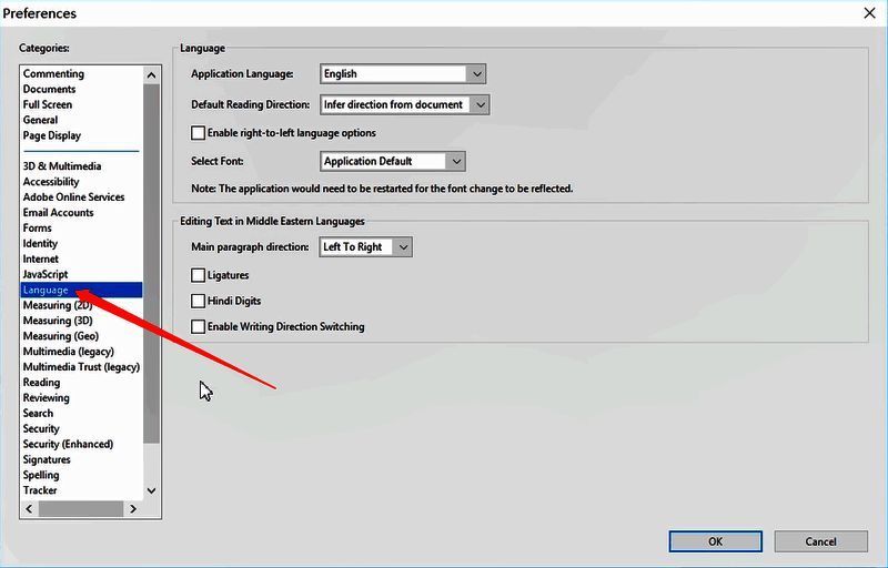 Adobe Reader XI语言设置界面展示简体中文选项