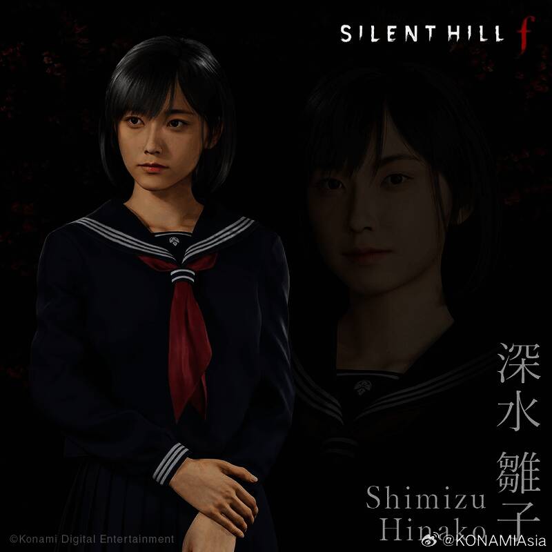 五十岚咲子角色形象，身穿巫女服手持铃铛，背景可见神社建筑