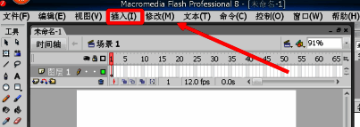 Macromedia Flash 8界面展示插入菜单选项