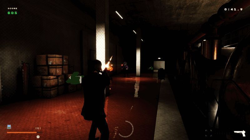 《Suit for Hire》游戏画面，角色持枪准备战斗