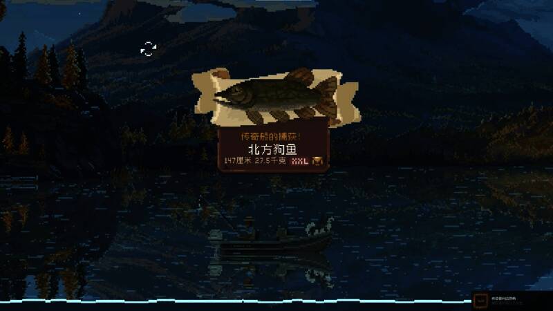 玩家使用灰熊柱杆成功钓起奖杯级北方狗鱼瞬间画面