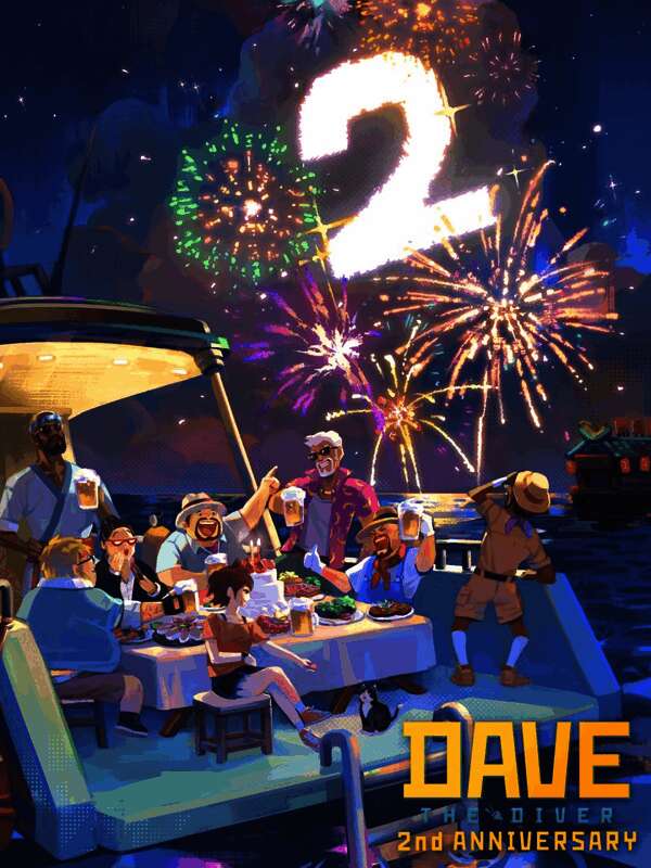 《潜水员戴夫》与哥斯拉联动DLC宣传画面，展现深海怪兽与主角对峙场景