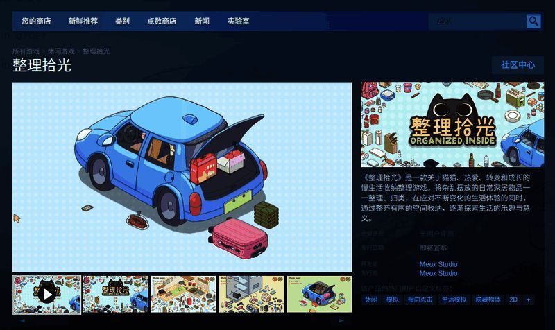Steam平台《整理拾光》购买页面截图，展示游戏介绍与价格信息