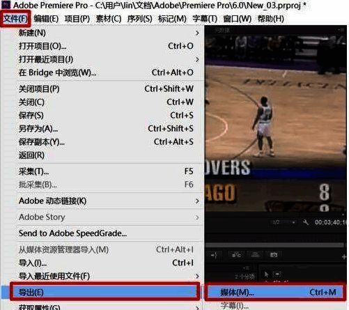 Adobe Premiere Pro CS6导出视频设置界面，展示导出媒体选项和格式选择