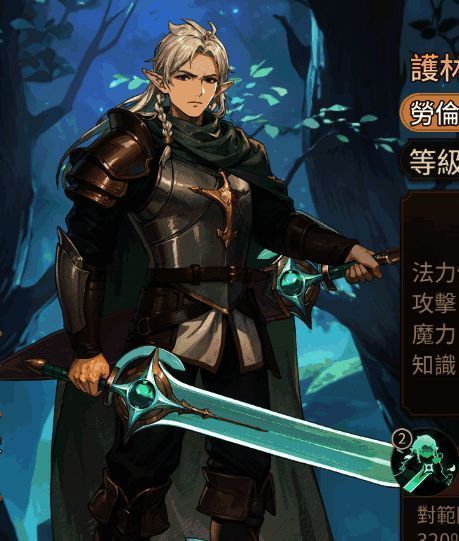 普攻流配装展示界面，显示装备名称与属性加成