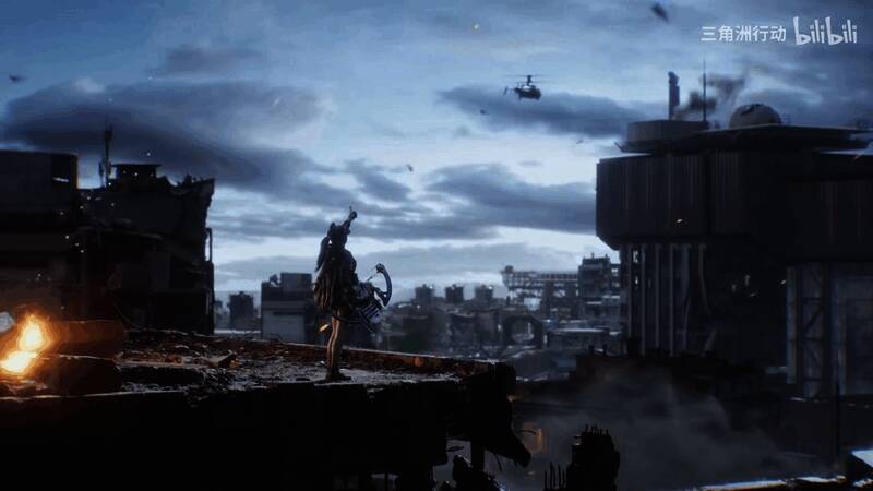 露娜背部视角展示，身披流线型战袍，整体造型极具未来感