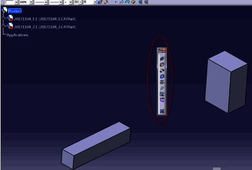 Catia约束工具面板展开图，展示了各约束命令图标