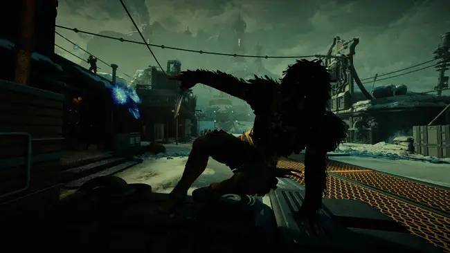 《天外世界2》创意总监Brandon Adler接受采访画面，背景为游戏场景与系统界面展示