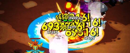 游戏内角色穿着红色战甲释放旋转斩击，周围环绕着剑气特效