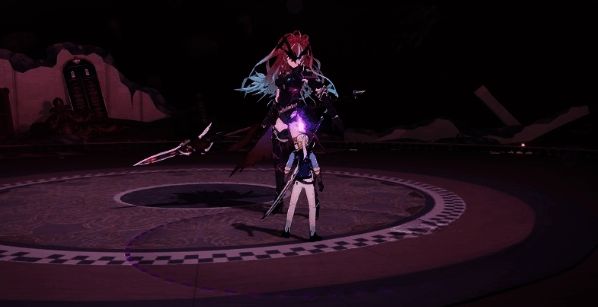 黑化蒂娜施展扇形冲击时的技能范围示意图，红色区域为危险地带