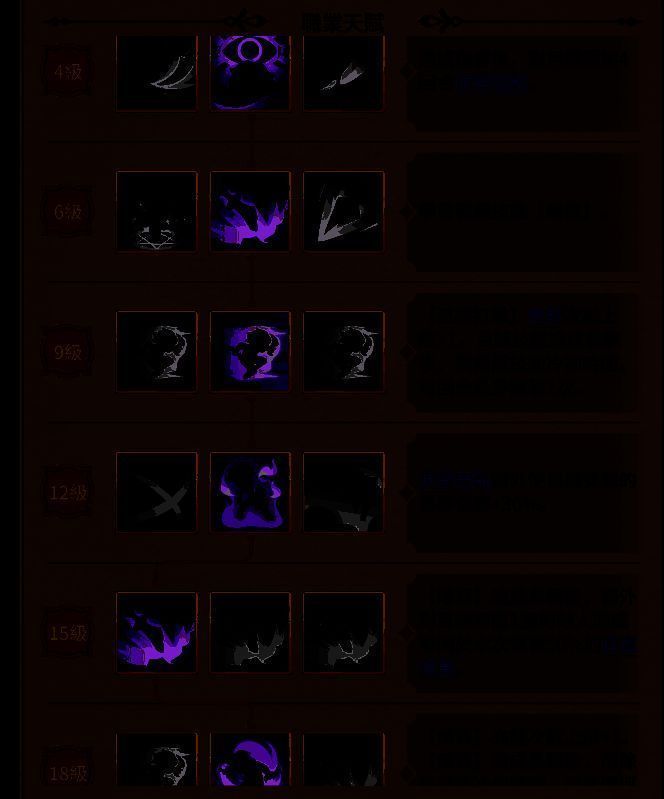 神器与刻印搭配示意图，详细列出各项属性加成及其适用场景