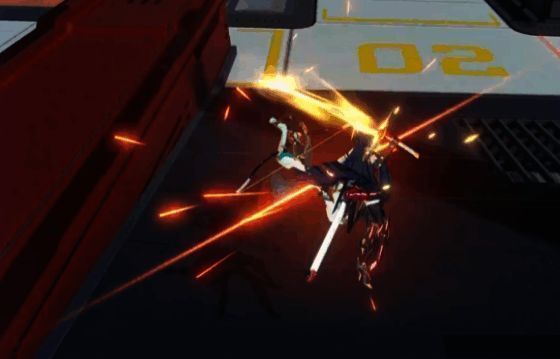 秋云释放次元斩击瞬间，剑气贯穿屏幕，背景光影扭曲