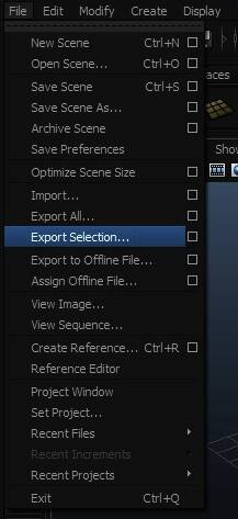Autodesk Maya文件导出菜单选项界面截图