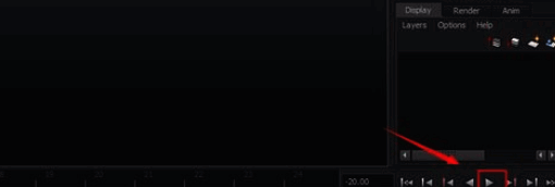Maya播放控制区域界面截图，展示播放按钮被激活状态