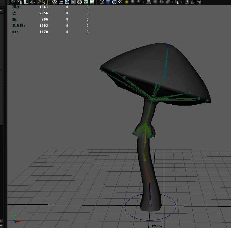 Maya动画模块中的绘制蒙皮权重工具界面