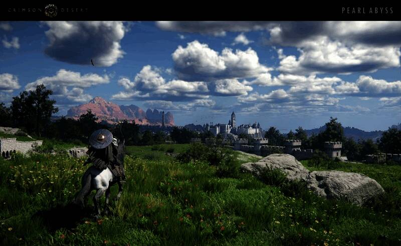 《红色沙漠》科隆游戏展宣传图，展示展位设计与游戏画面