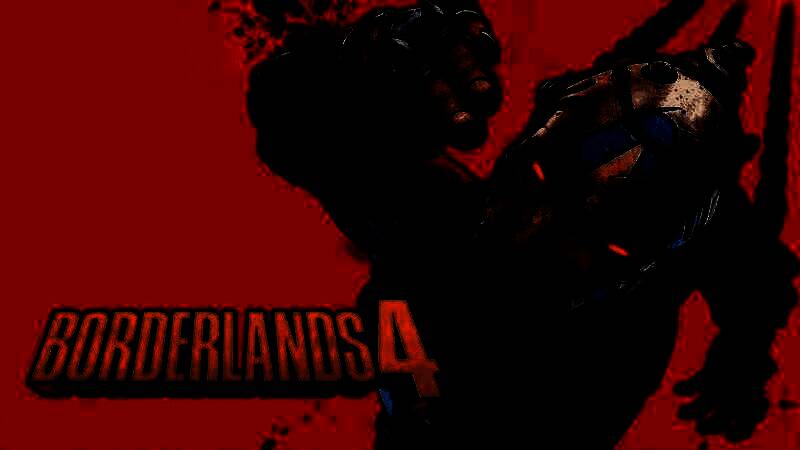 《无主之地4》宣传图展示主角手持武器，背景为荒野星球场景