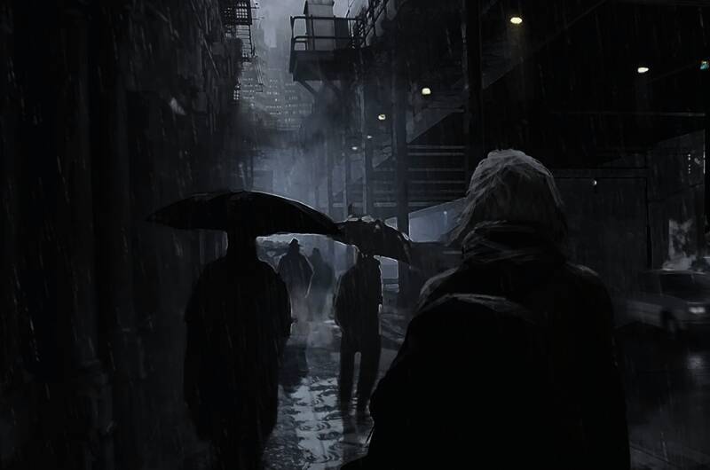 游戏中神秘场景展现，角色神情紧张，背景充满末世感